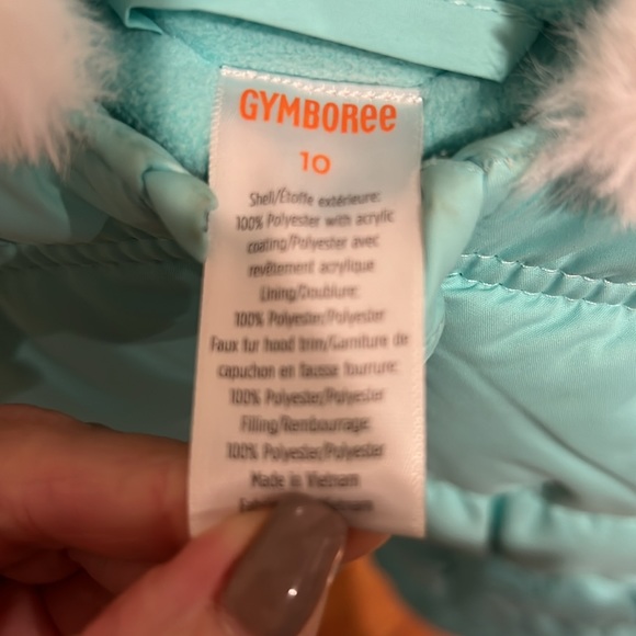 Gymboree Girls Bow Puffer Jacket - Polar Party - Mint Tint - Picture 2 of 9